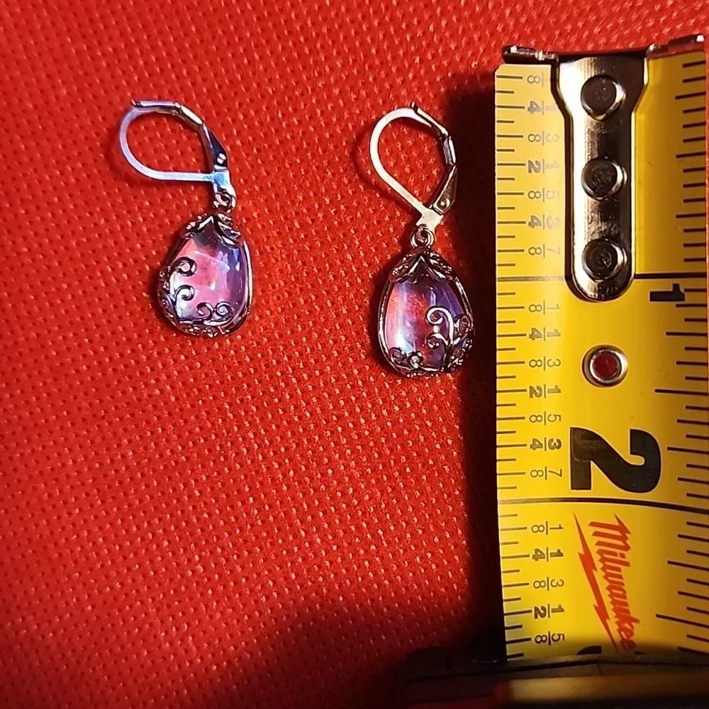 Purple Teardrop Earrings - Picture 4 of 4